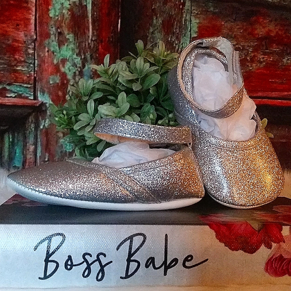 Baby girl silver glitter shoes